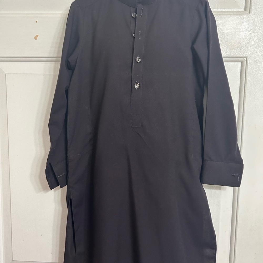 Black Long Sleeve Button-Up Dress